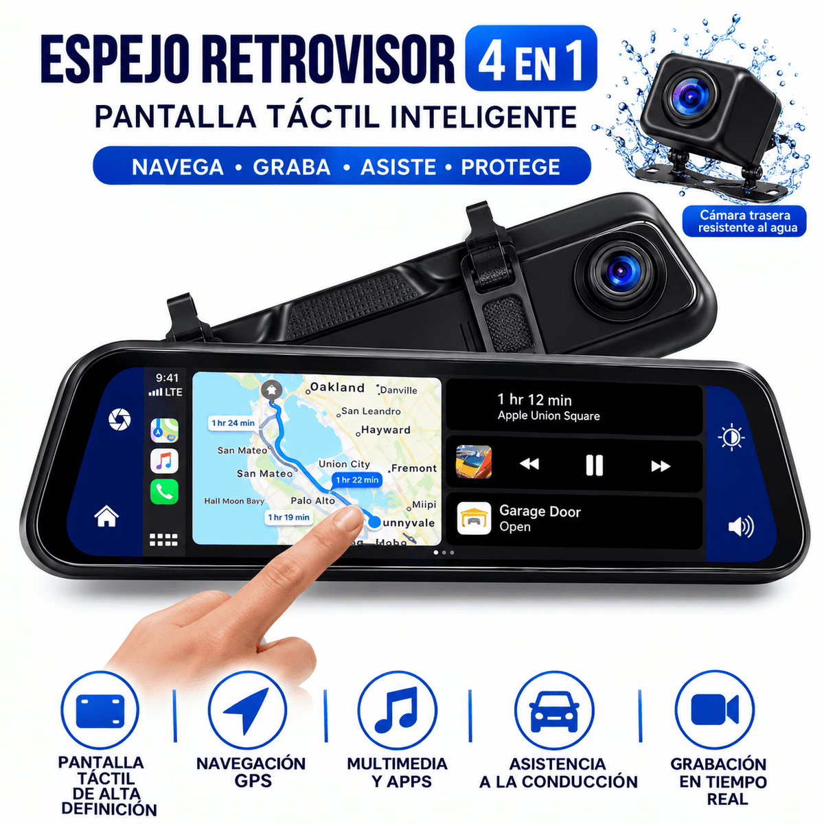 Espejo retrovisor 4 en 1 Pantalla Táctil - Belezia Femina MX