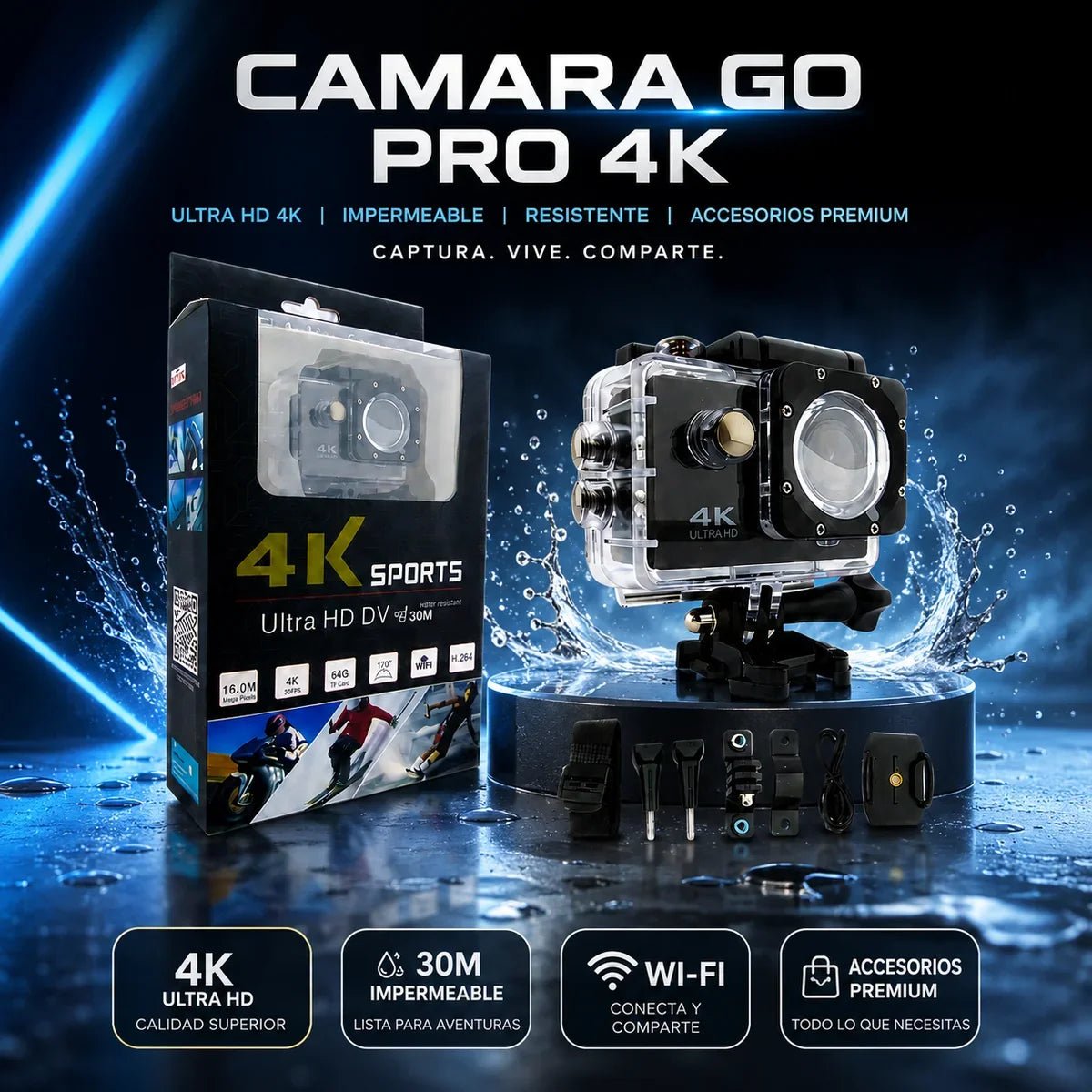 🔥 LIQUIDACIÓN DE STOCK: - CÁMARA GOPRO 4K + FUNDA ULTRARRESISTENTE DE REGALO - [PROMOCIÓN DE CUMPLEAÑOS] - Belezia Femina MX