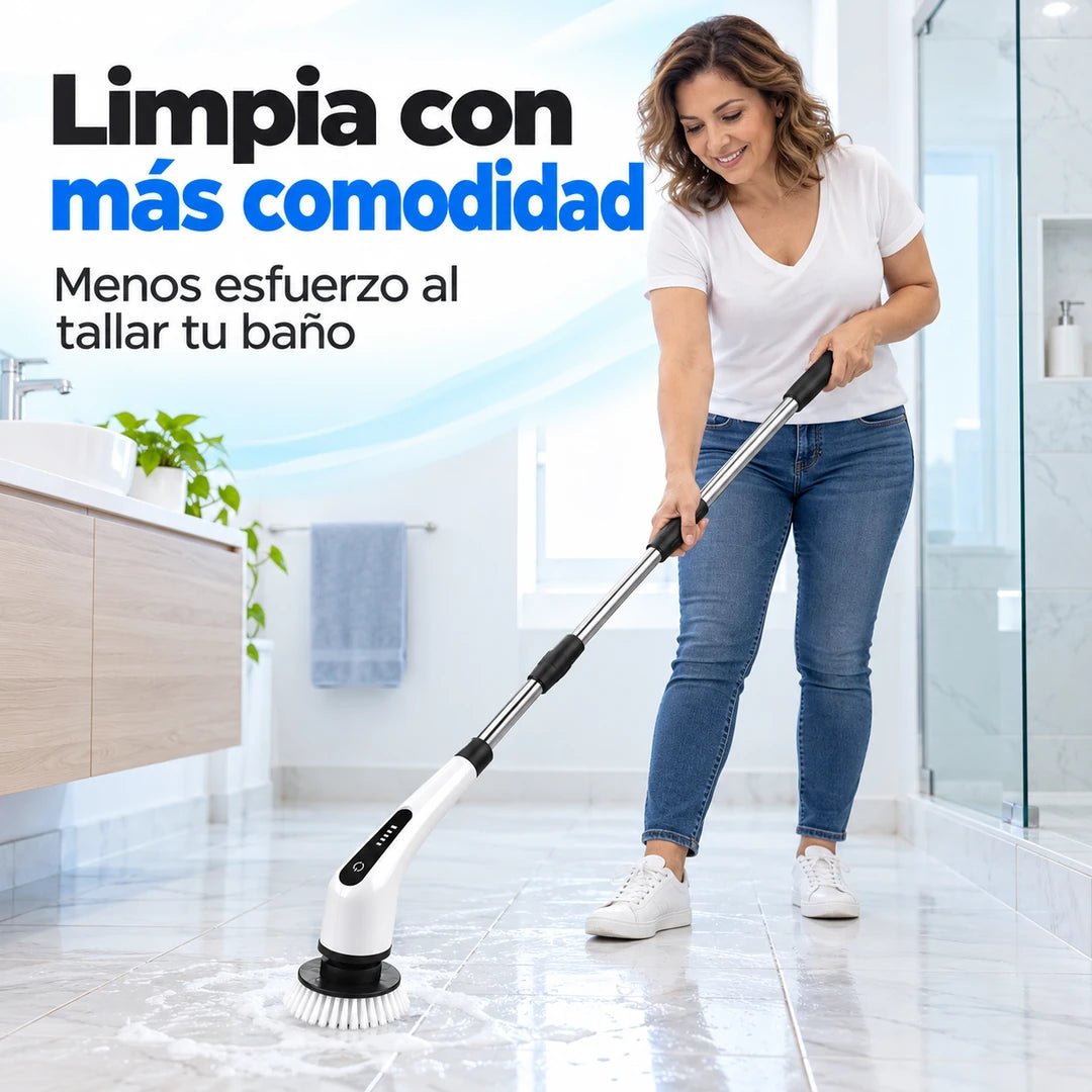 Cepillo eléctrico en uso para limpiar el baño