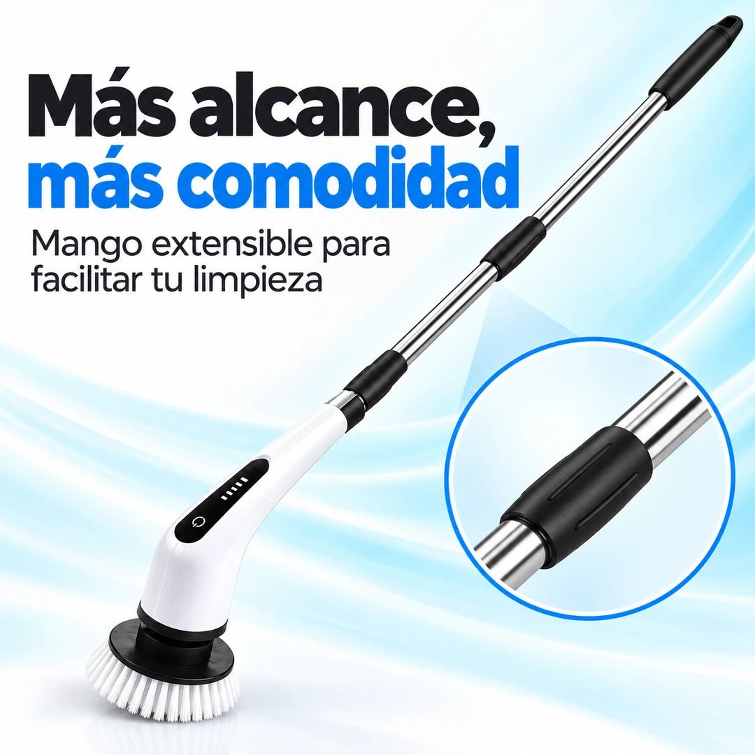 Detalle del mango extensible del cepillo eléctrico